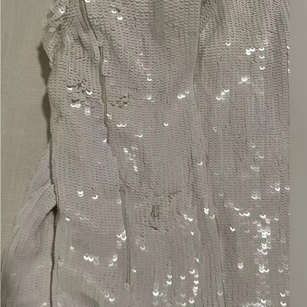 KHAITE White Sequin The Leibel long-sleeve silk mesh panel dress 6 - Picture 10 of 13